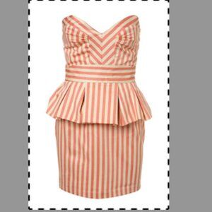 Topshop Candy Striper Strapless Peplum Dress US size 6